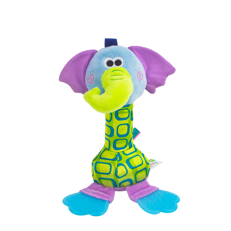 Happy Monkey Baby Teether Hand Rattle Plush Toy Can Chew and Soothe Baby Newborn Toy