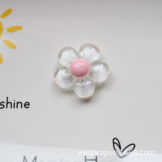 diy resin accessories fat flower transparent five-petal flower mobile phone case hair accessories water Cup stationery shoe buckle decorative material patch