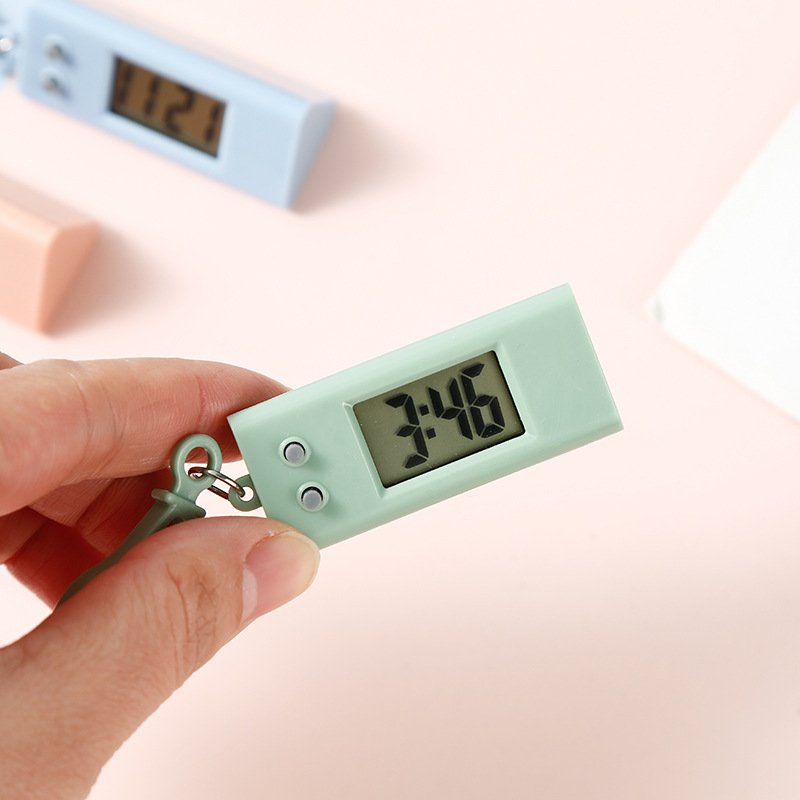 Student Long Triangle Backpack Keychain Electronic Watch Men's and Women's Gift Hanging Watch Electronic Watch Backpack Hanging Watch Electronic Watch