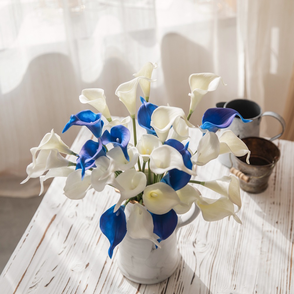 Amazon Pu Mini Calla Lily Artificial Flower Fake Flower Wholesale Wedding Bouquet Home Decoration Cross-Border