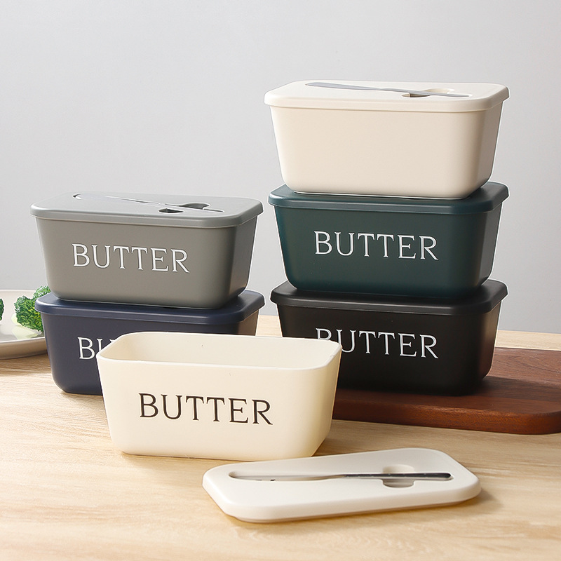 Amazon Butter Box with Knife Large Capacity Food Grade PP Cheese Box Refrigerator Butter Storage Box Butter Dish