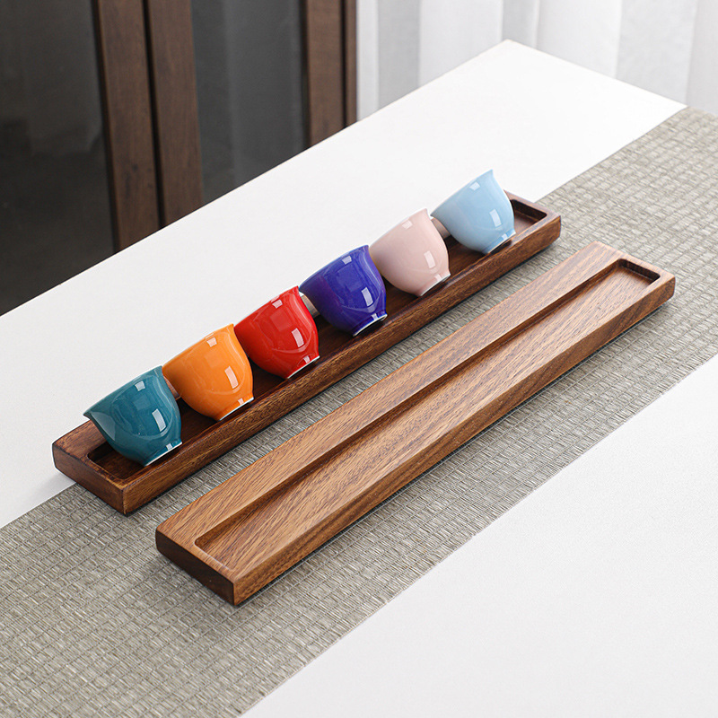Kung Fu Tea Set Purple Sand Teapot Rack Home Reception Desktop Storage South American Walnut Storage Rack Three-Layer Single Layer