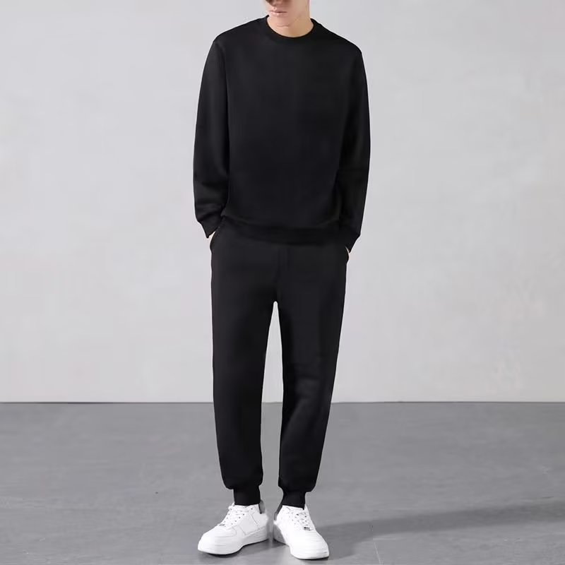 Fashion casual autumn trousers crew neck pullover sweater suit 2024 new trend solid color leisure sports suit