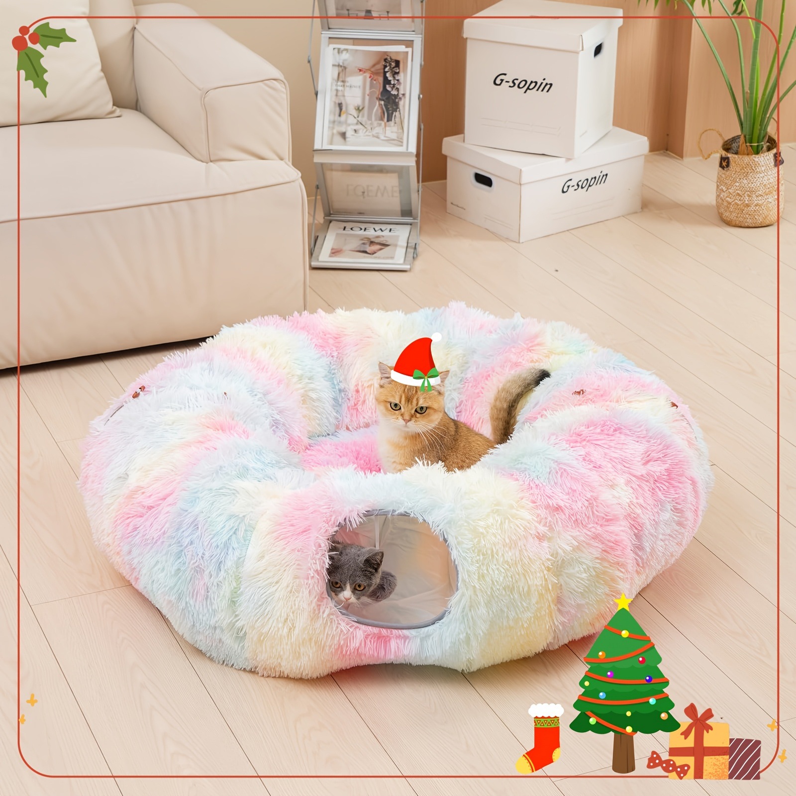 2025 New Cross-Border Comfortable Cat Tunnel Comfortable Soft Plush Cat Tunnel Cross-Border Dropshipping