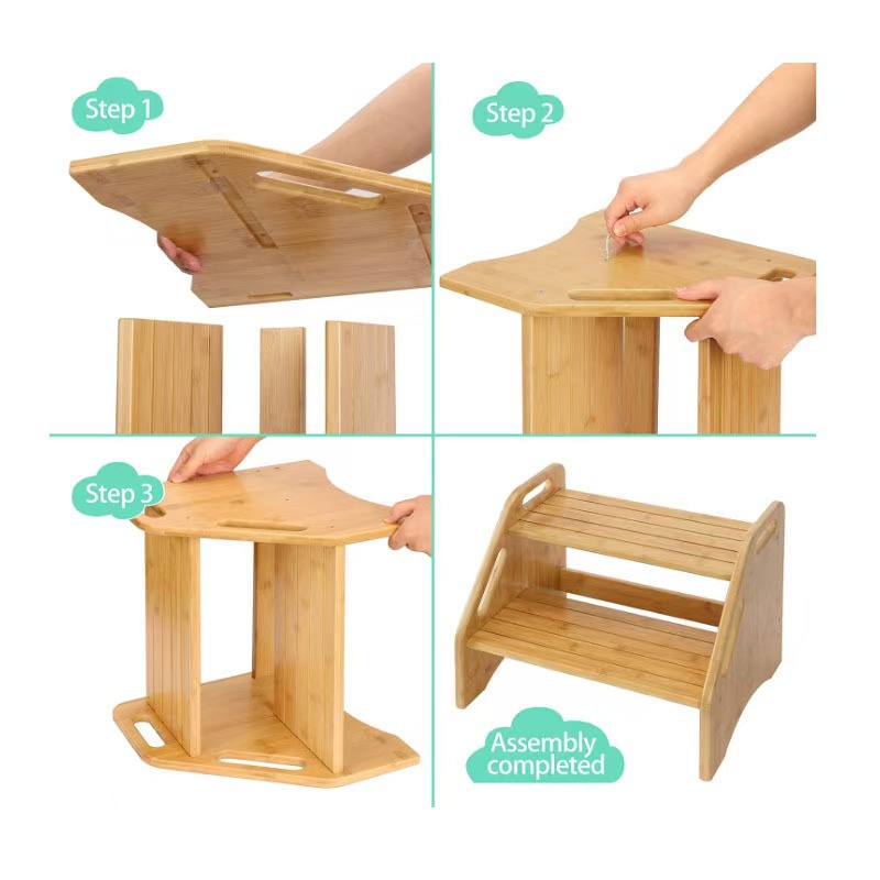 Simple Wooden Children's Foot Stool Household Children's Wash Heightening Stool Sofa Ladder Cushion Stepped Baby's Foot Stool