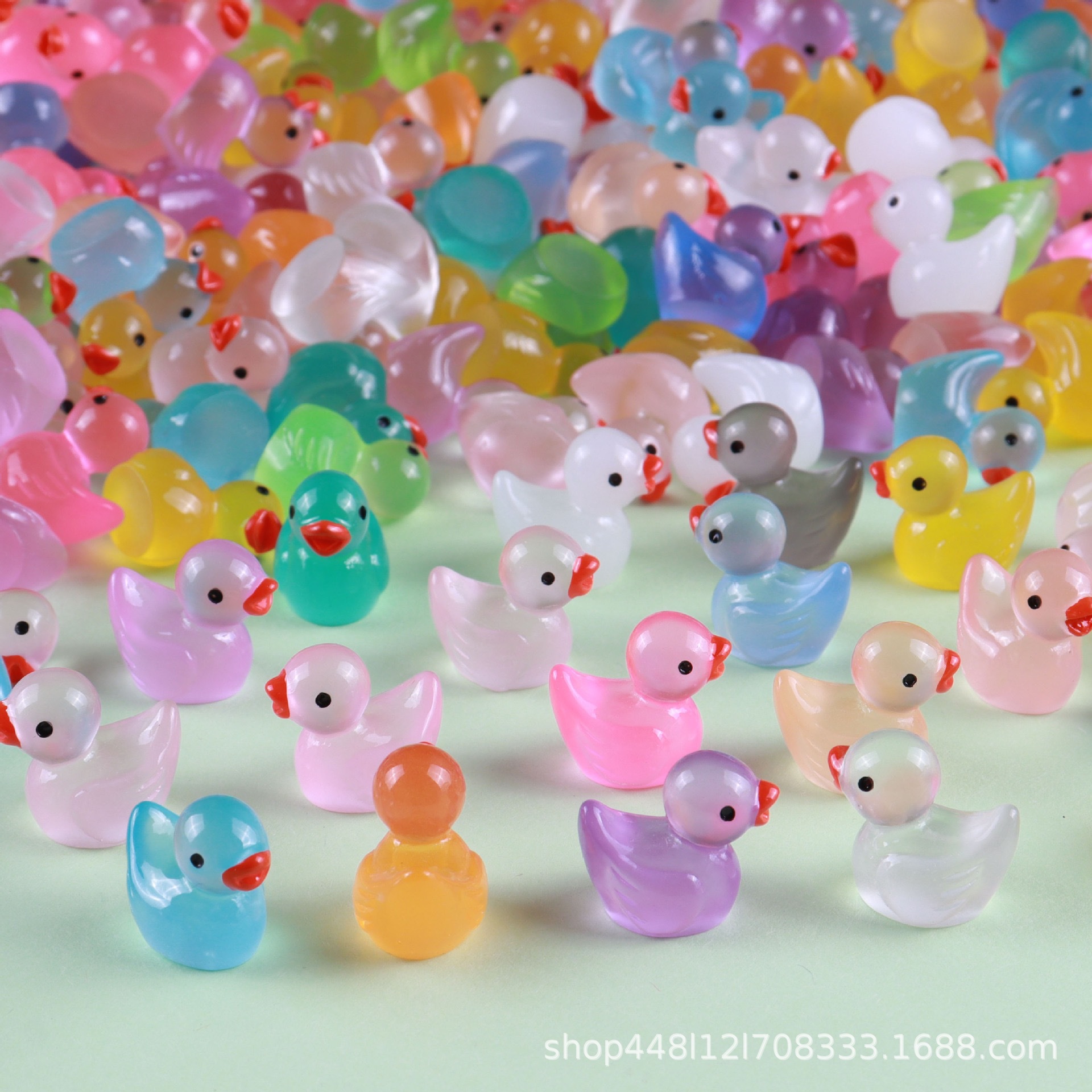 Светящийся цветной утенок DIY, ручные аксессуары, смоляные аксессуары, микро-ландшафт, настольные маленькие украшения, миниатюрный мох