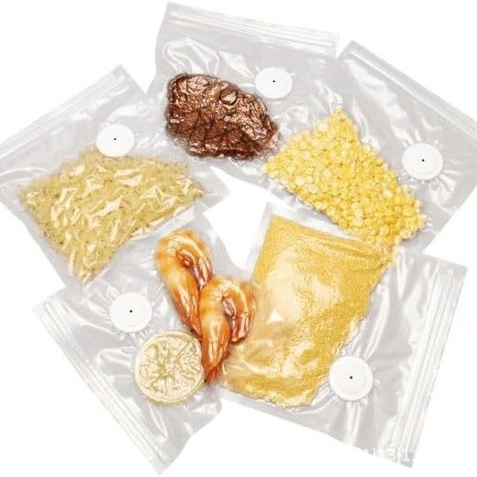 Source Manufacturer Food Grade Thickeneded Cooked Food Sealed Fresh-Keeping Vacuum Bag Home Commercial Seafood Frozen White Plastic Valve