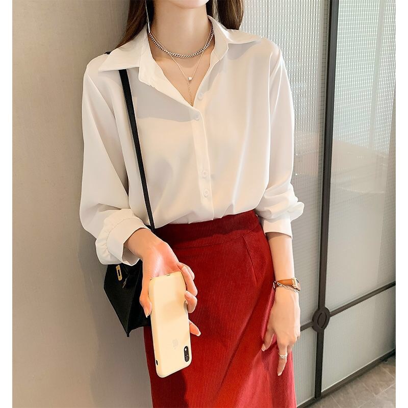 2022 spring and summer new shirt Women's loose slimming fashion design sense niche white shirt bottoming stacked sun protection clothing