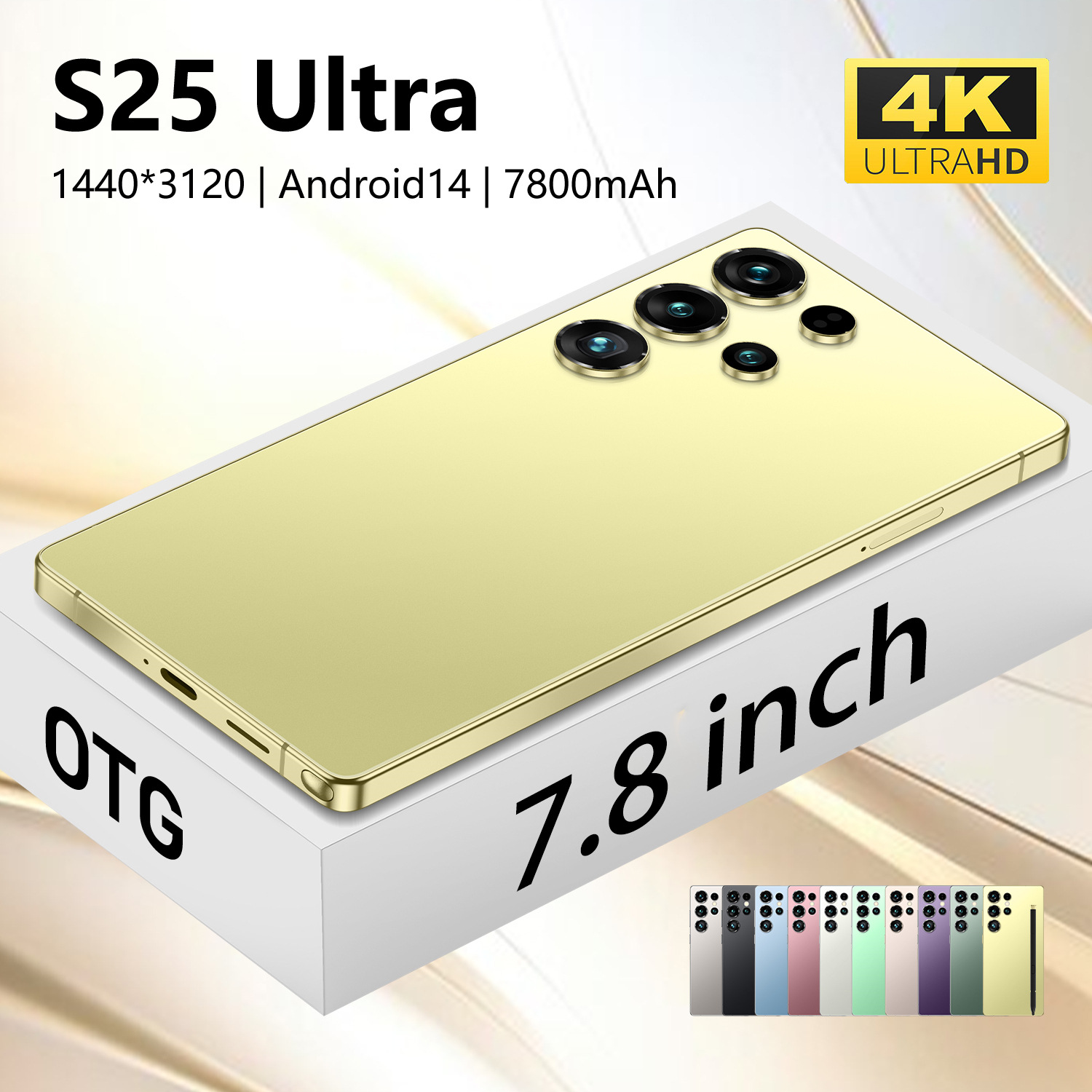 Popular S25 Ultra Cross-Border Mobile Phone 1:1 Rubber Sleeve with Perforated Super Large Screen 7.8inch Real 4g Network 8+128