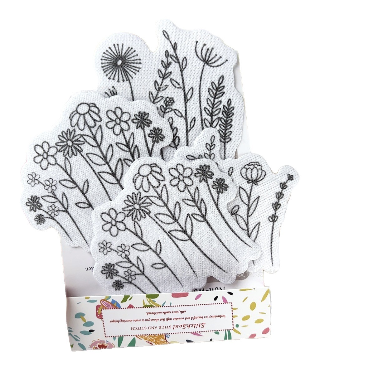 A4 Floral Plant Marine Animal Hand Embroidery Self-Adhesive Sticker Backing Adhesive Embroidery Water-Soluble Stabilizer Non-Woven Fabric