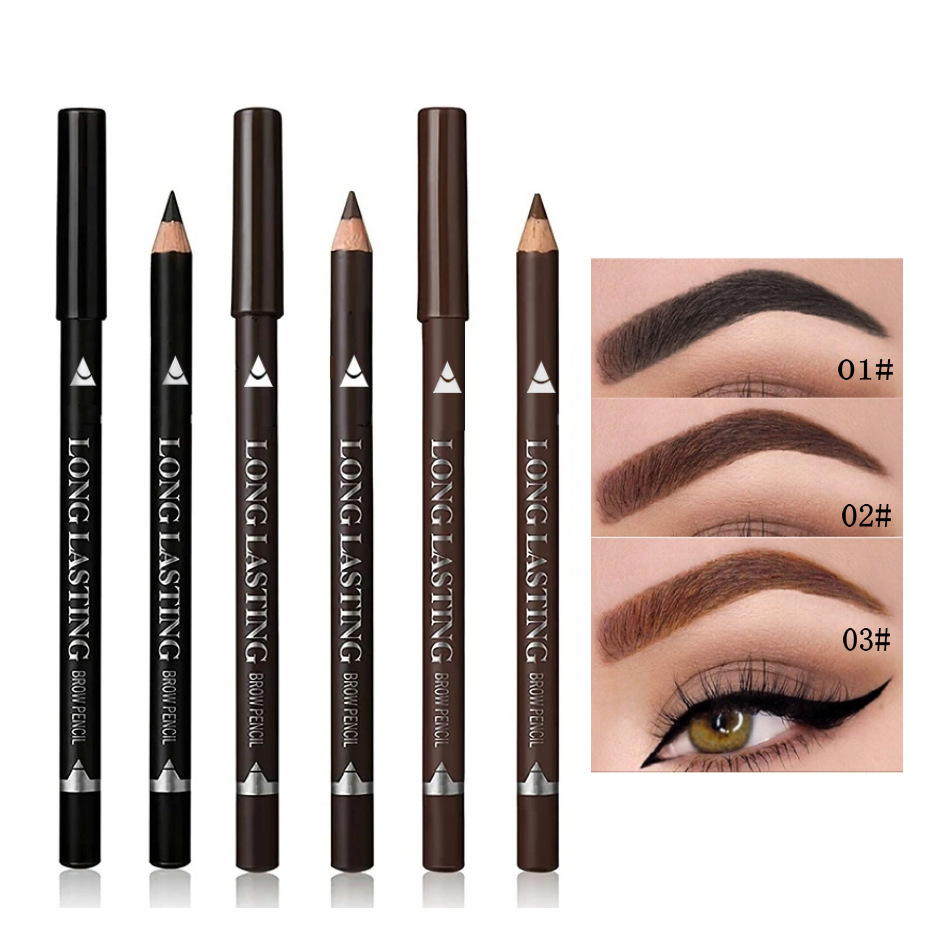 in stock cross-border exclusive wooden pole log waterproof anti-sweat eyeliner & eyebrow pencil dual-purpose cosmetic pen
