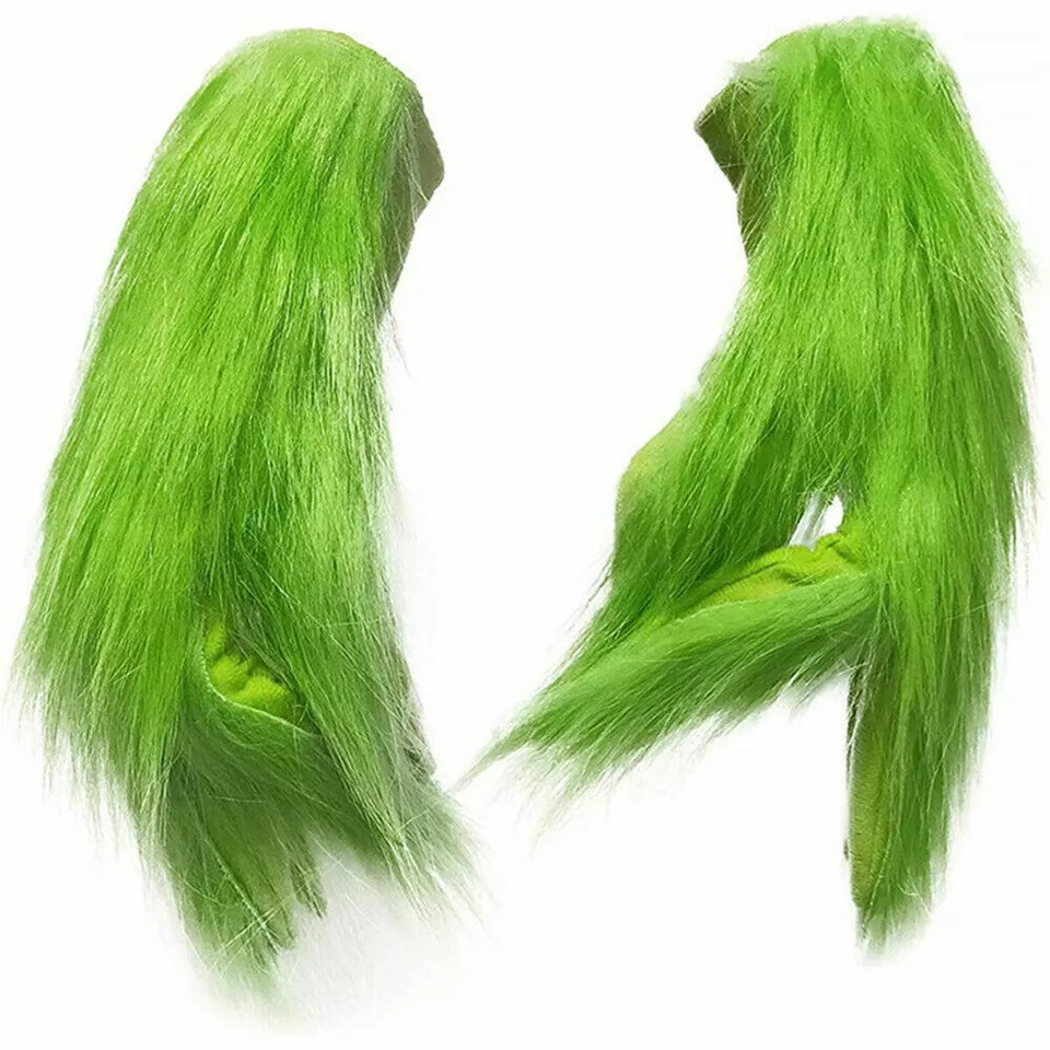 in stock new European and American Christmas ornaments adult green hair shoes pie wholesale Grinch green hair monster
