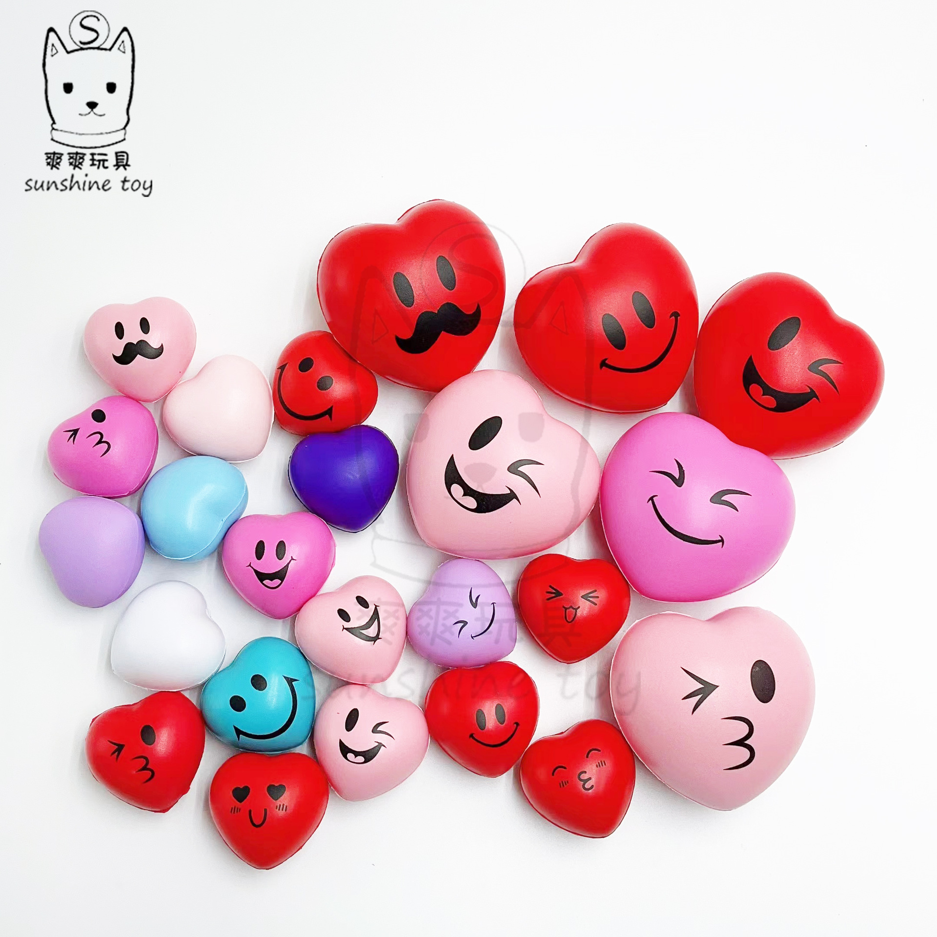 Кросс-Бордер Валентинов День 4см Пенный Губчатый Сердце Стресс Мяч Реабилитационный Грипп Мяч Красный Персиковый Сердце ПУ Мяч С Напечатанным Логотипом