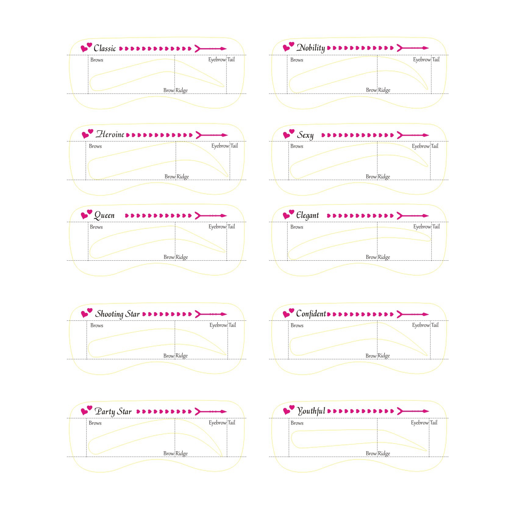 Cross-Border Hot-Selling Factory Direct Sales Soft Eyebrow Card Lazy Eyebrow Card Auxiliary Eyebrow Stickers 10 Styles of Eyebrow Shapes Beauty Tools European and American