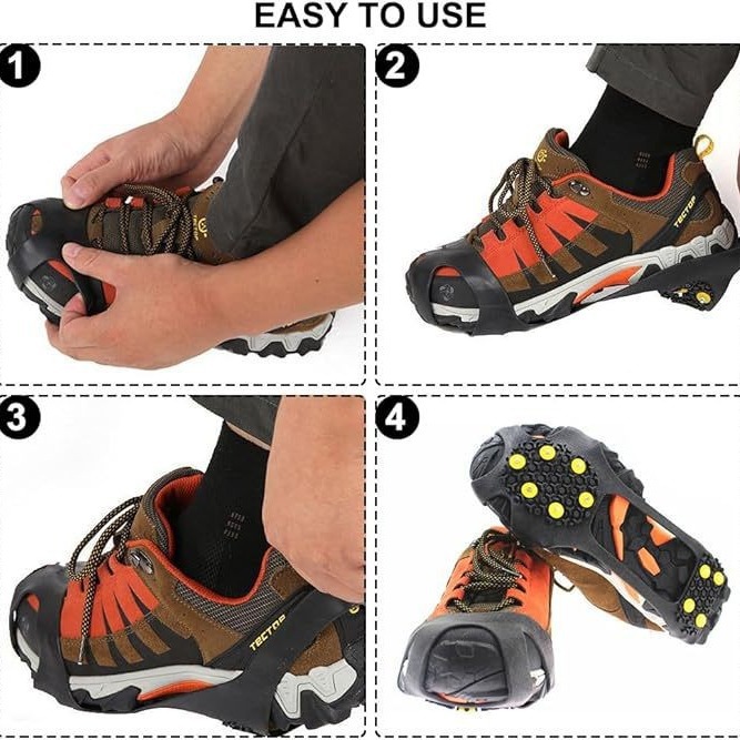 Factory wholesale 10-tooth nail silicone ice claw outdoor snow climbing non-slip shoe cover TPE ten-nail yellow buckle ice claw