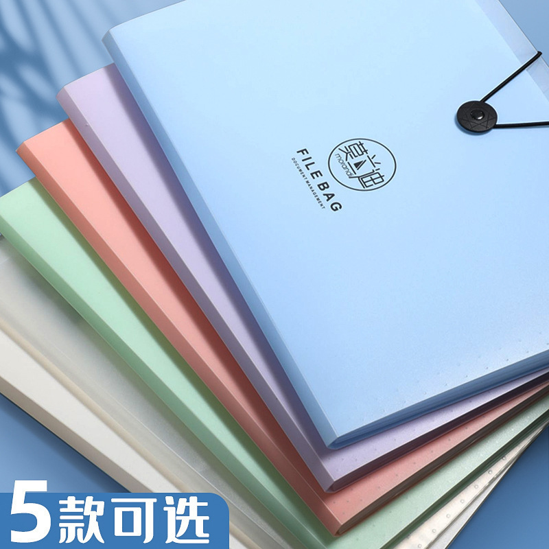 Morandi organ bag a4 large capacity test paper bill storage bag multi-layer PP transparent office classification folder