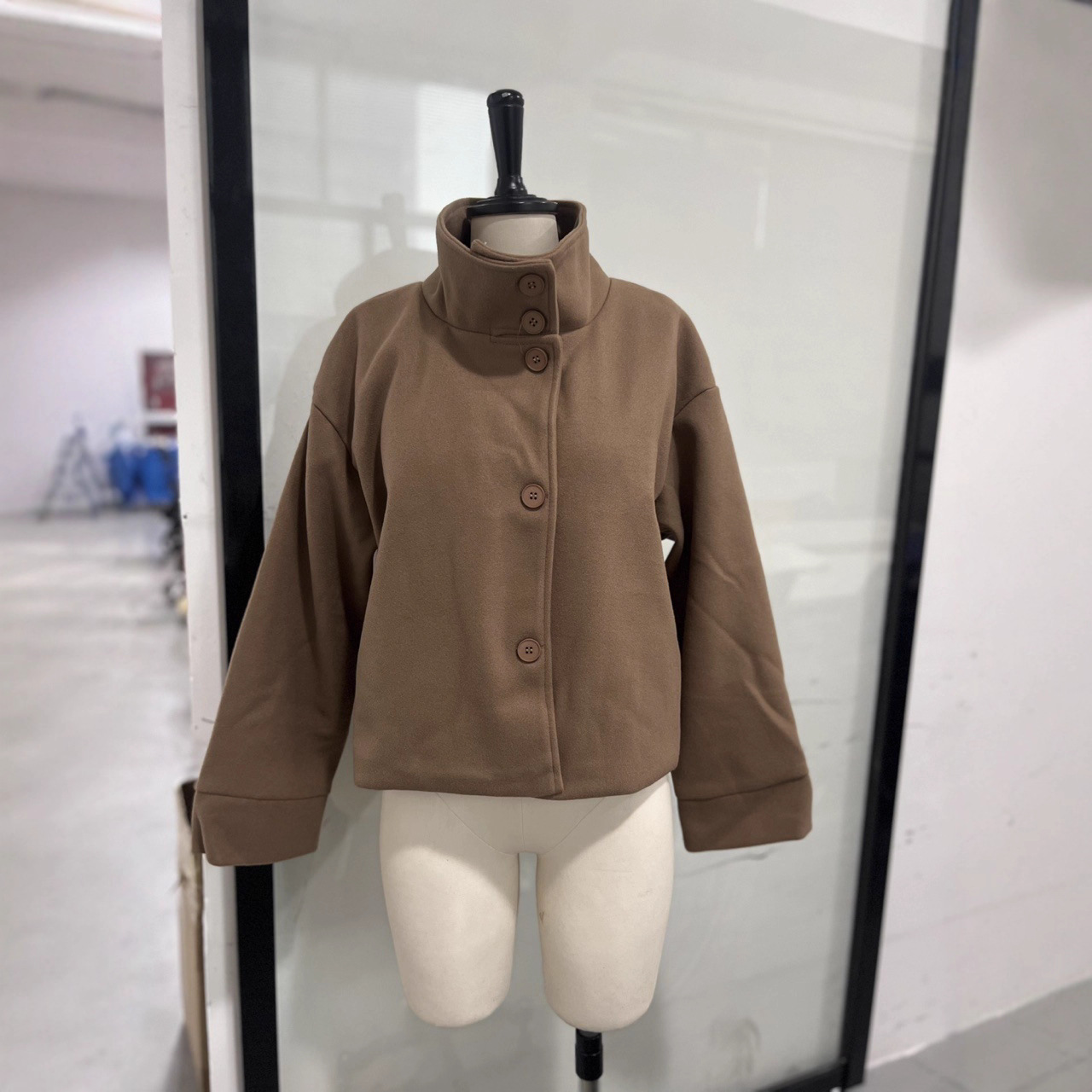 European and American Cross-border 2025 Spring and Summer Women's Women's Jacket Elegant Elegant with Vertical Collar and Breasted Short Loose Jacket