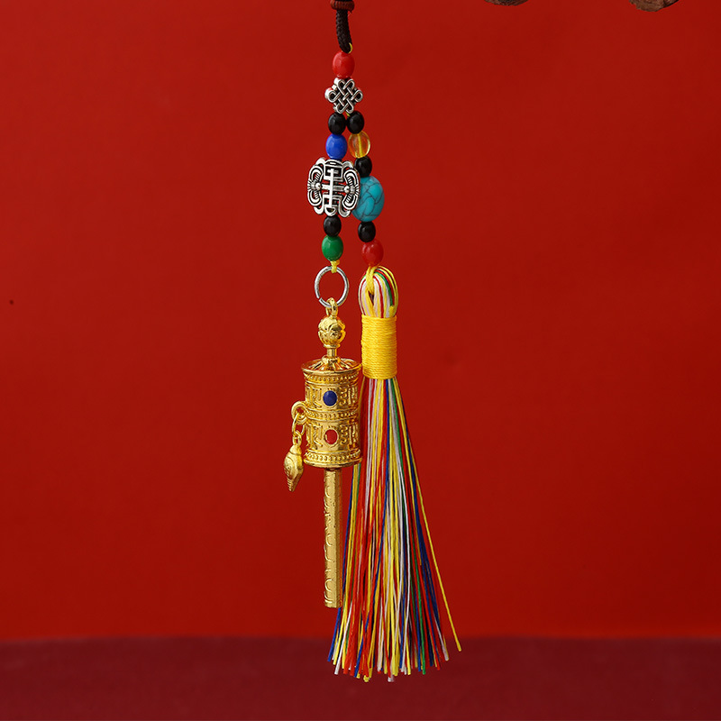 Hot-Selling New Prayer Wheel Pendant Xizang Ethnic Style Bag Car Hanging Accessory Keychain Pendant