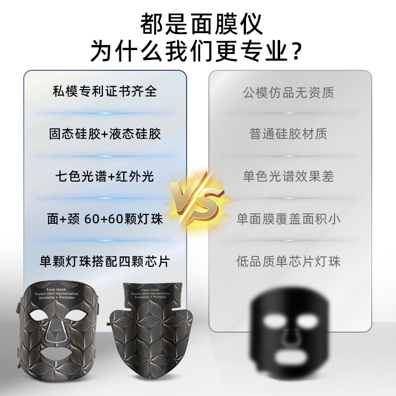 Cross-border new LED silicone colorful light beauty mask infrared light skin rejuvenation beauty instrument home portable mask instrument