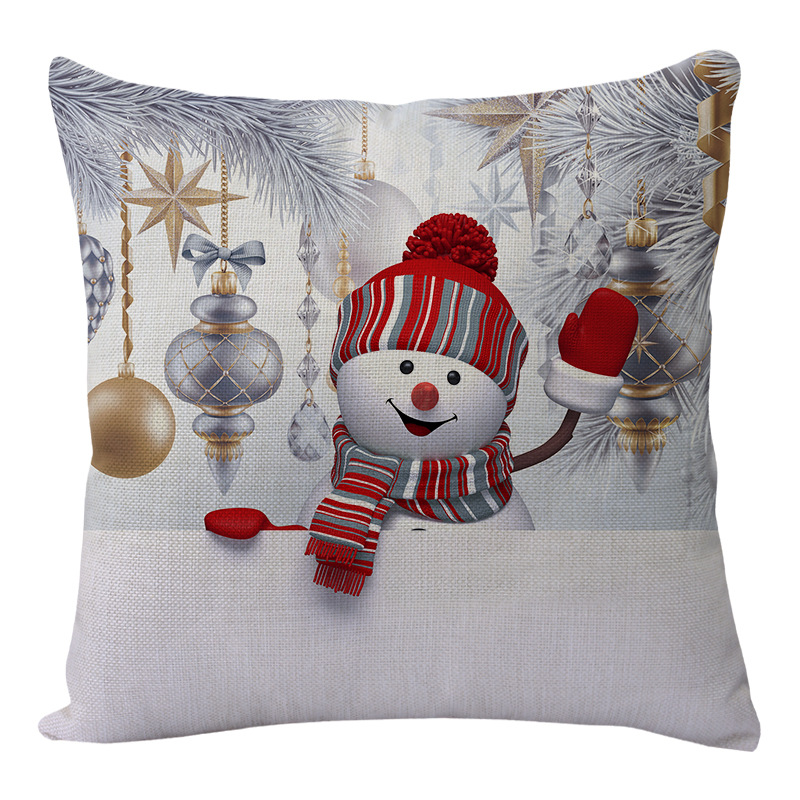 Cross-border Cartoon Snowman Series Santa Claus Pillowcase Holiday Series Christmas Decorative Cushion Wholesale