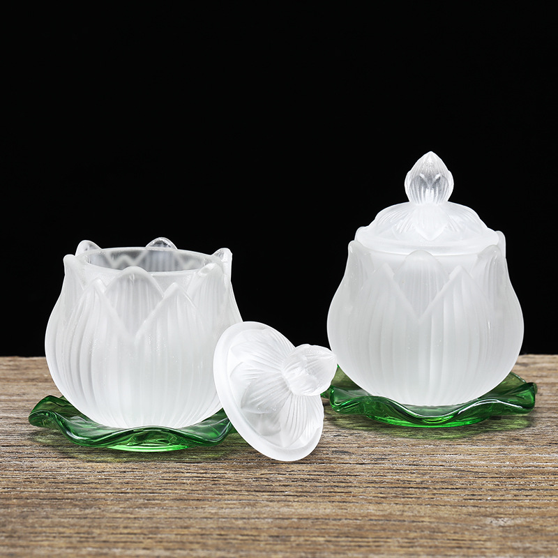 Puze Buddha supplies colored glaze striped holy water Cup Guanyin Great Compassion Water Cup Buddha Front Water Cup for wholesale