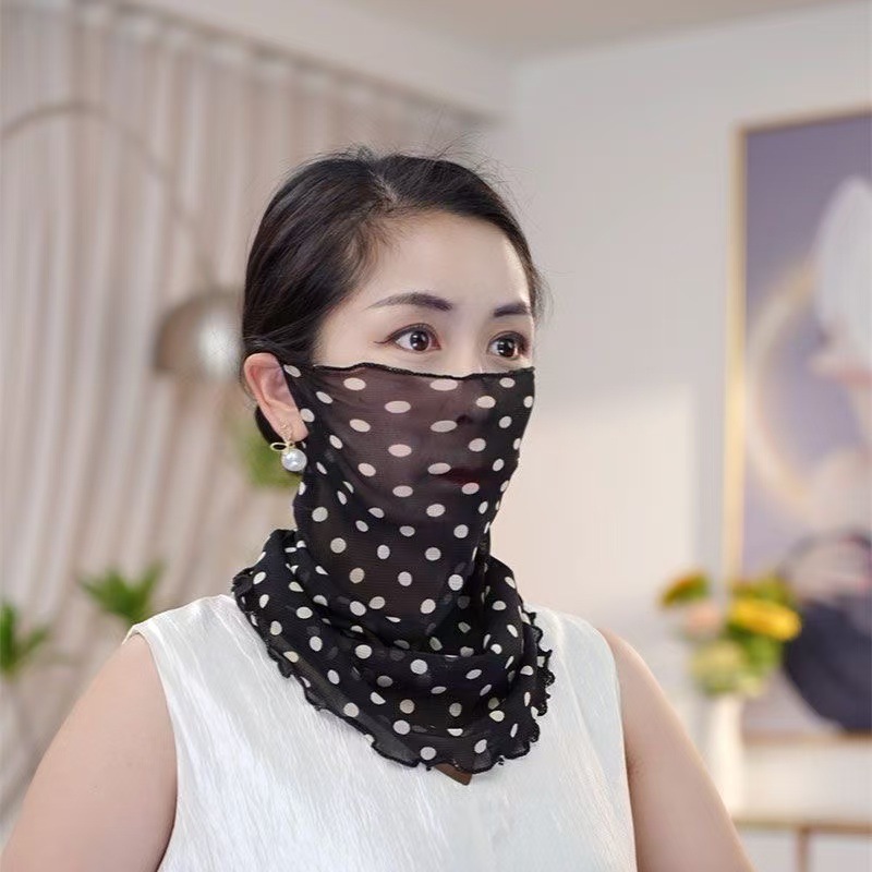 New Korean Style Scarf Mask for Women, Fashionable Full Face Neck Protector, Thin Gauze Scarf, Versatile for Women