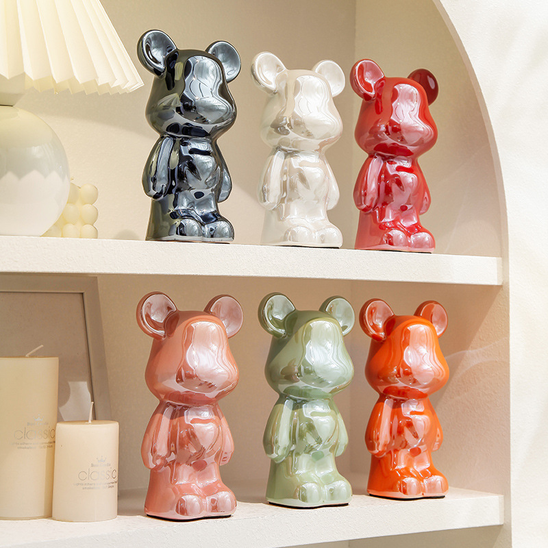 Ceramic Plating 18cm Love Violence Bear Ornaments Living Room Light Luxury Creative Crafts Entrance Wine Rack Decorations