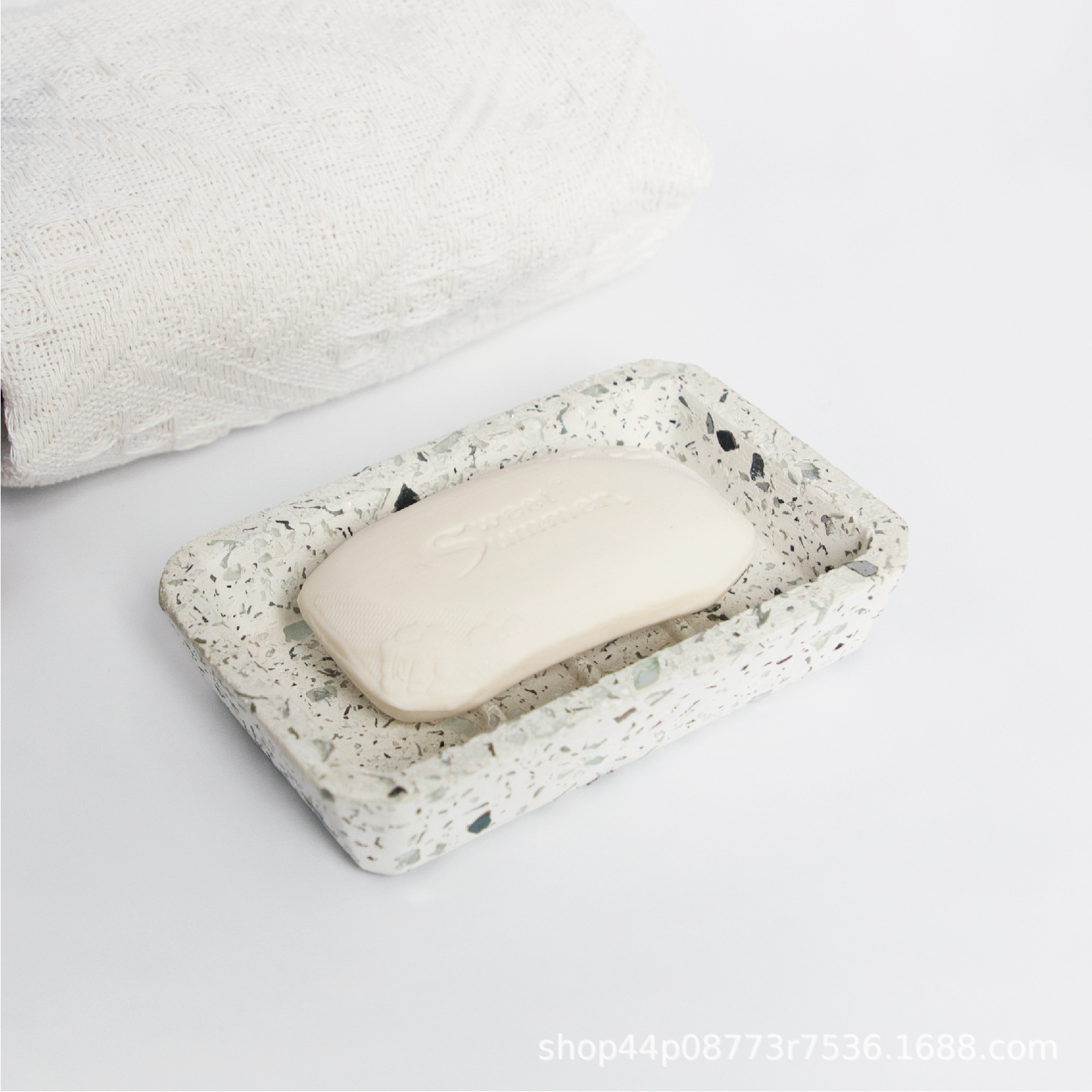 Running Terrazzo Soap Dish Household Simple Cement Soap Rack Bathroom Toilet Concrete Storage Rack