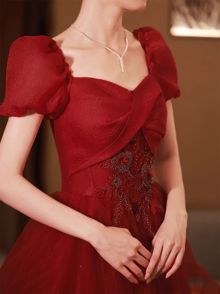 Toast Wear Bride 2025 New Red Summer Engagement Evening Dress Skirt Women's Summer Wedding High-End Gauze Skirt Summer