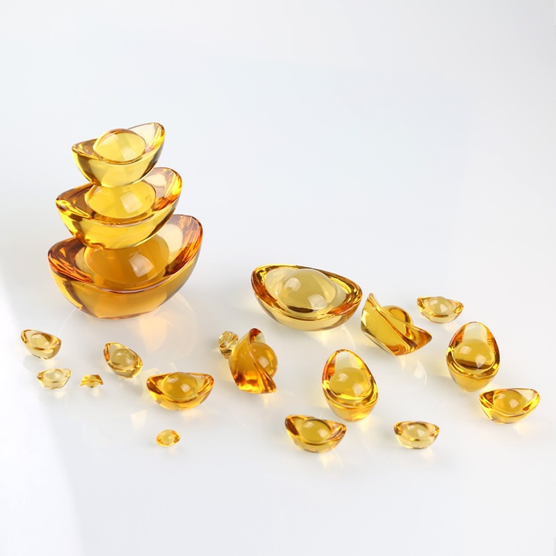 Wholesale Chinese Citrine Small Ingots, Glass Ornaments, Colored Gold Ingots, Small Decorative Crystal Stone Crafts