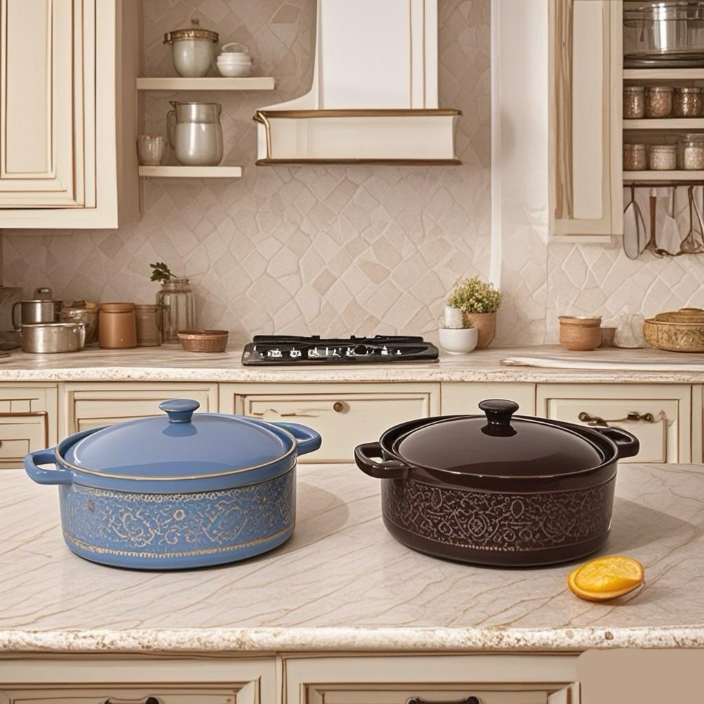 керамическая суповая кастрюля с двойными ручками, большая чаша для супа с крышкой