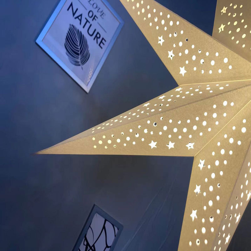 Nordic Christmas paper Star Hollow chandelier multi-color optional bedroom bedside children's room decoration night light lampshade