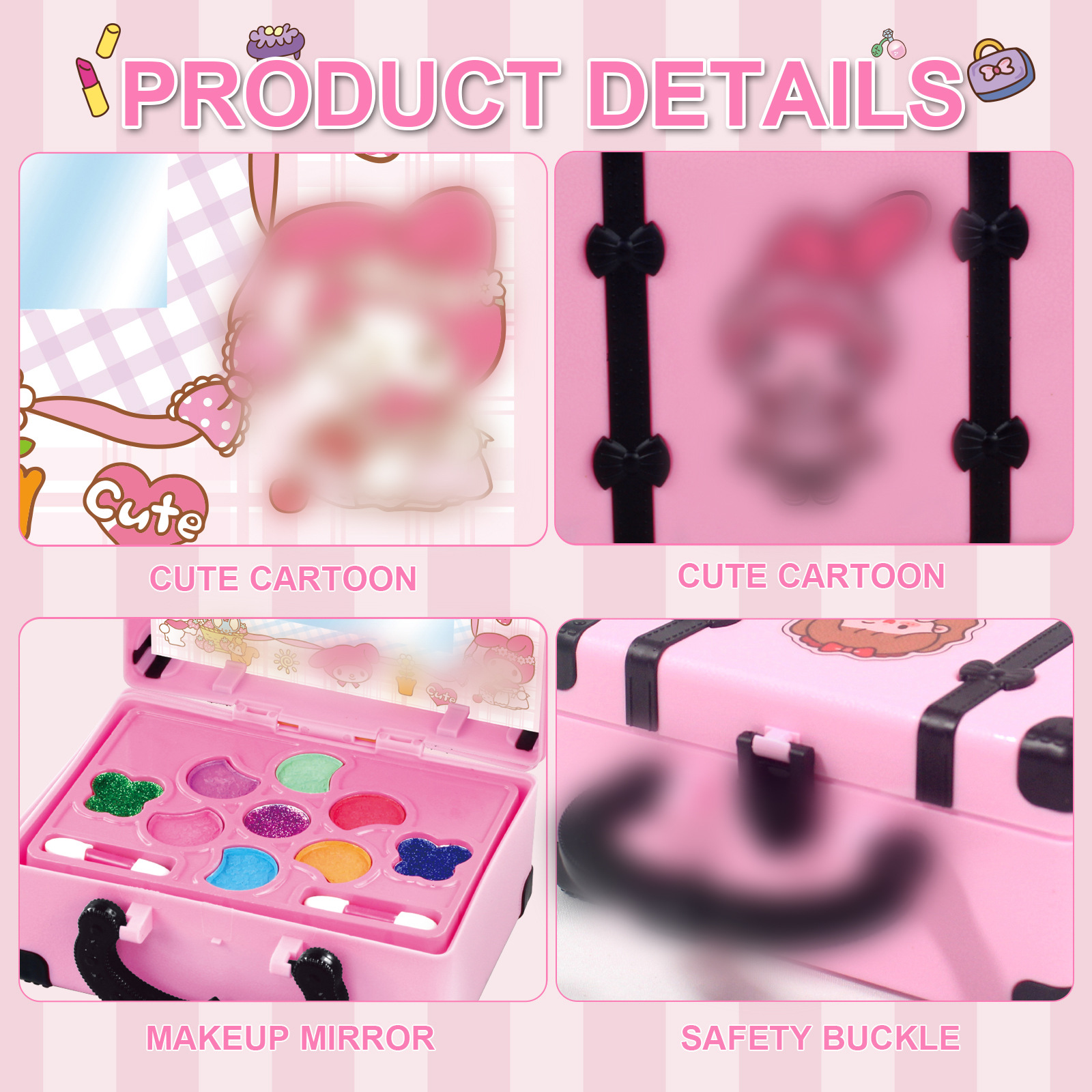 Cross-border children's play house princess girl cosmetics lipstick blush makeup box nail polish toy wholesale