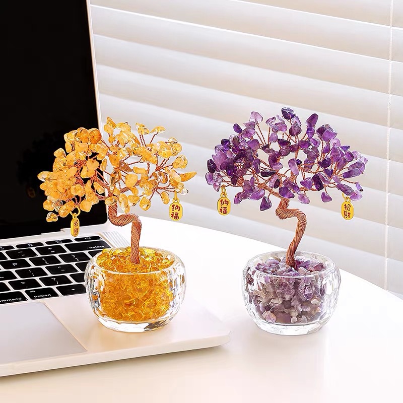 Wedding Ornaments, Entrance Hall, Living Room, New Home, Light Luxury Decorations, Amethyst Gifts, Money Tree, High-End Tv Cabinet