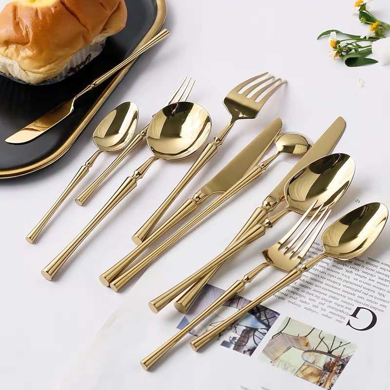 Набор столовых приборов из нержавеющей стали 304, маленький, PVD, золотое покрытие