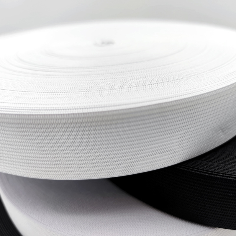 Black and White Crochet Elastic Band, Plain Flat Wide Elastic Knit, Strong Elasticity, Skirt Waistband Elastic Band