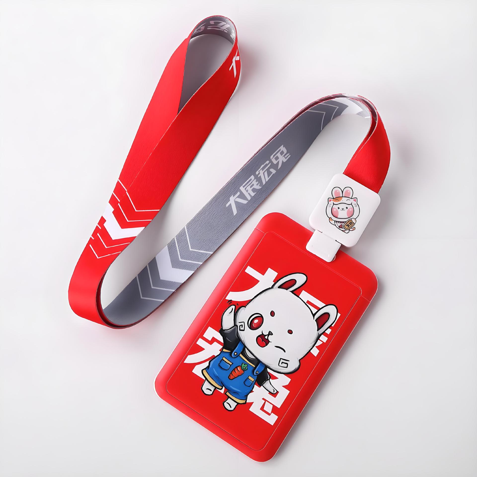 Colorful Logo Id Lanyard Double-Sided Uv Printed Card Holder Student Id Abs Card Holder Custom Painted Work Badge