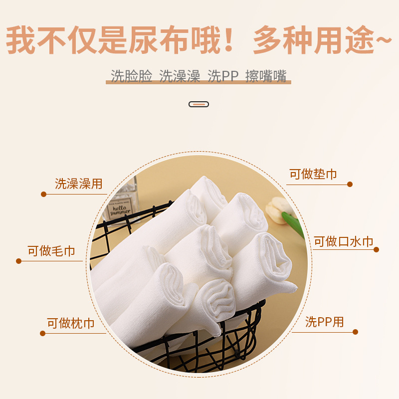 Gauze Diaper, 100% Cotton, Washable Baby Diaper Ring, Skim Meson, Breathable Manufacturer Wholesale, Type a Fabric for Newborns