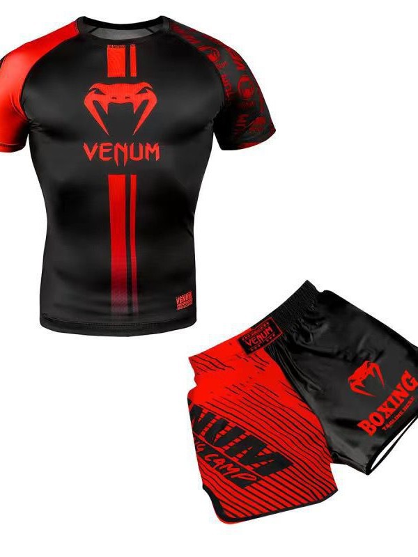 Sanda Training Clothing UFC suit Men's Boxing Tight Quick-drying Clothes Muay Thai Fighting Short-sleeved Shorts Gym Fighting