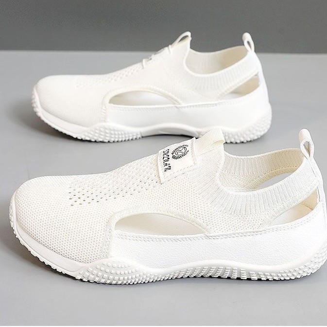 2025 White Shoes for Women Summer New K-Style Ins Female Students Casual Cut Out Versatile Fly Woven Women's Shoes