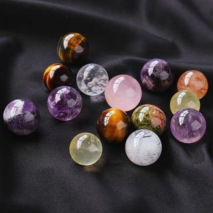 Natural purple pink white crystal ball 2cm yellow green red water raw ore craft home decoration diy loose beads jewelry gift
