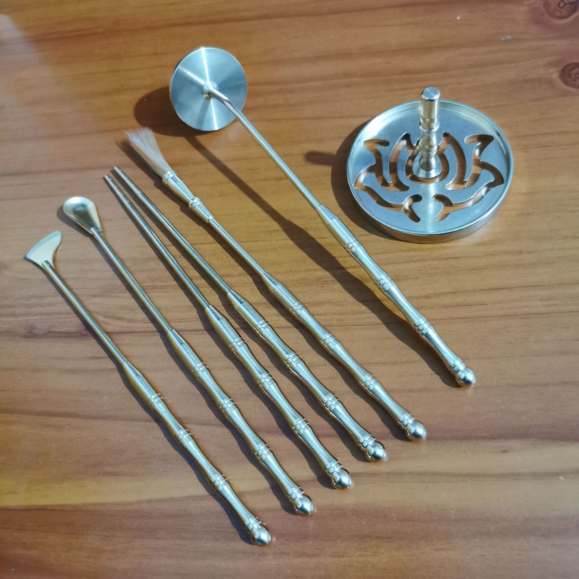 Латунный набор инструментов для благовоний оптовая печать ложка лопата пресс