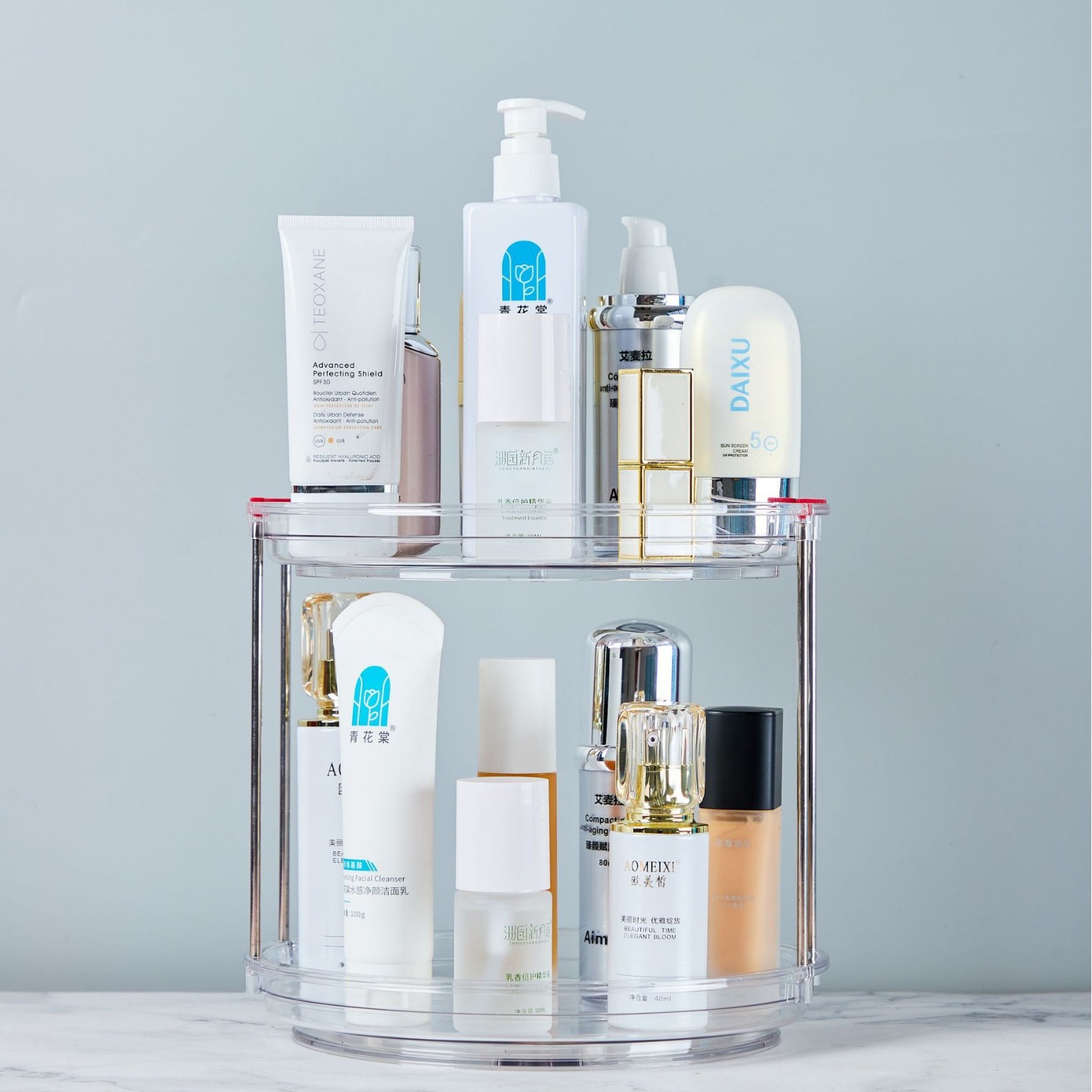 Japanese Kitchen Seasonings Shelf Rotatable Tray Oil Salt Sauce Vinegar Desktop Storage Tray