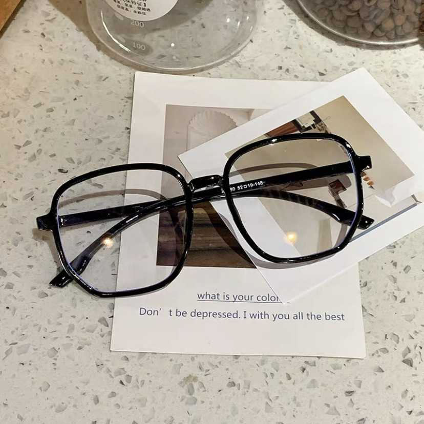 New polygon anti-blue light fatigue glasses women's Korean-style fashionable plain-looking Internet celebrity lens frame plain glasses