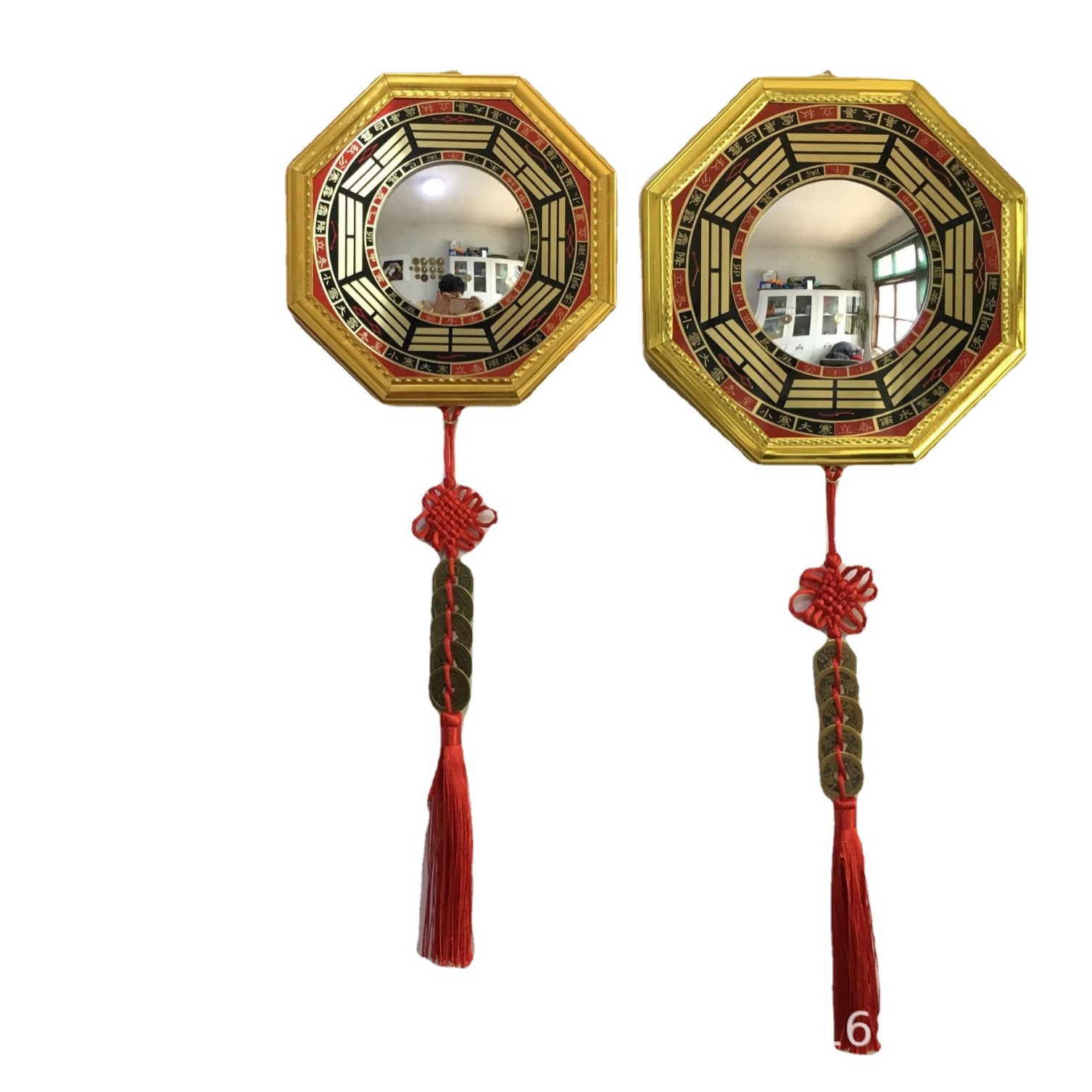 Bagua Mirror Source Factory Phnom Penh Four Seasons Bagua Mirror Auspicious Folk Pendant (Stainless Steel Concave-Convex Mirror)