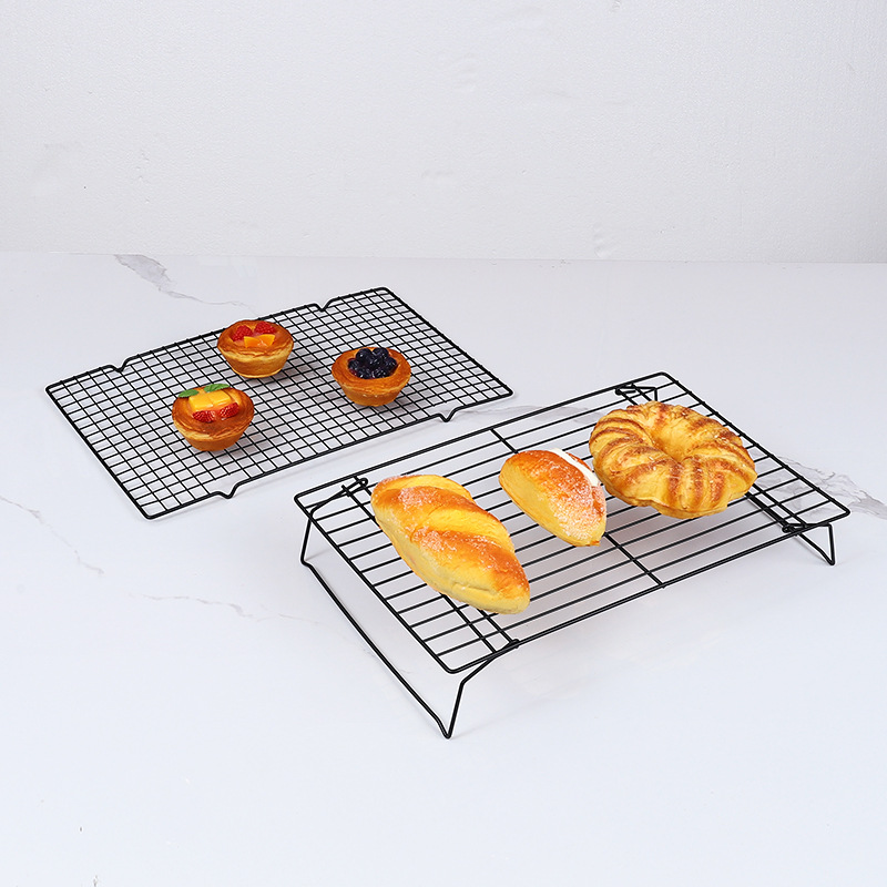 Baking cake cooling rack rectangular mesh hole 40*25 folding bread rack non-stick cool net factory in stock