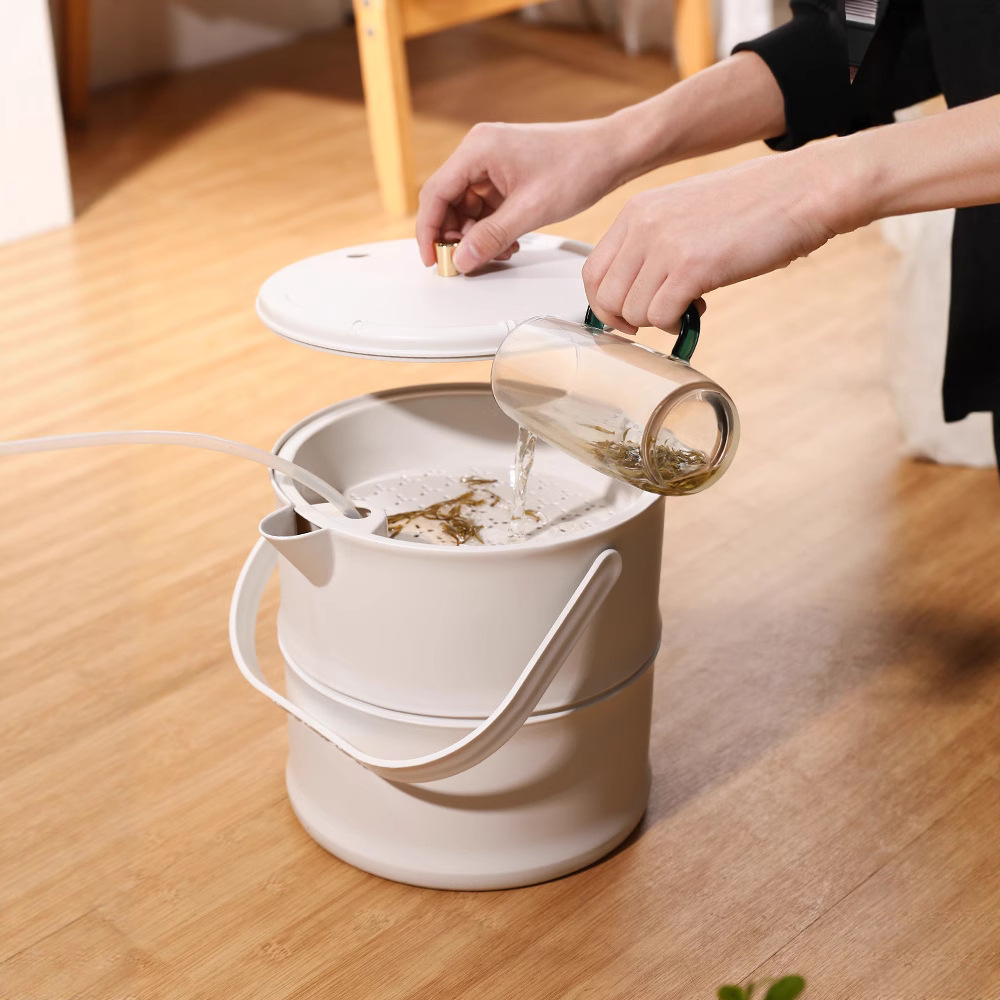 Household Drainage Bucket Office Tea Room Water Bucket Tea Residue Bucket Tea Bucket Waste Water Bucket Tea Set Accessories Tea Table Trash Can