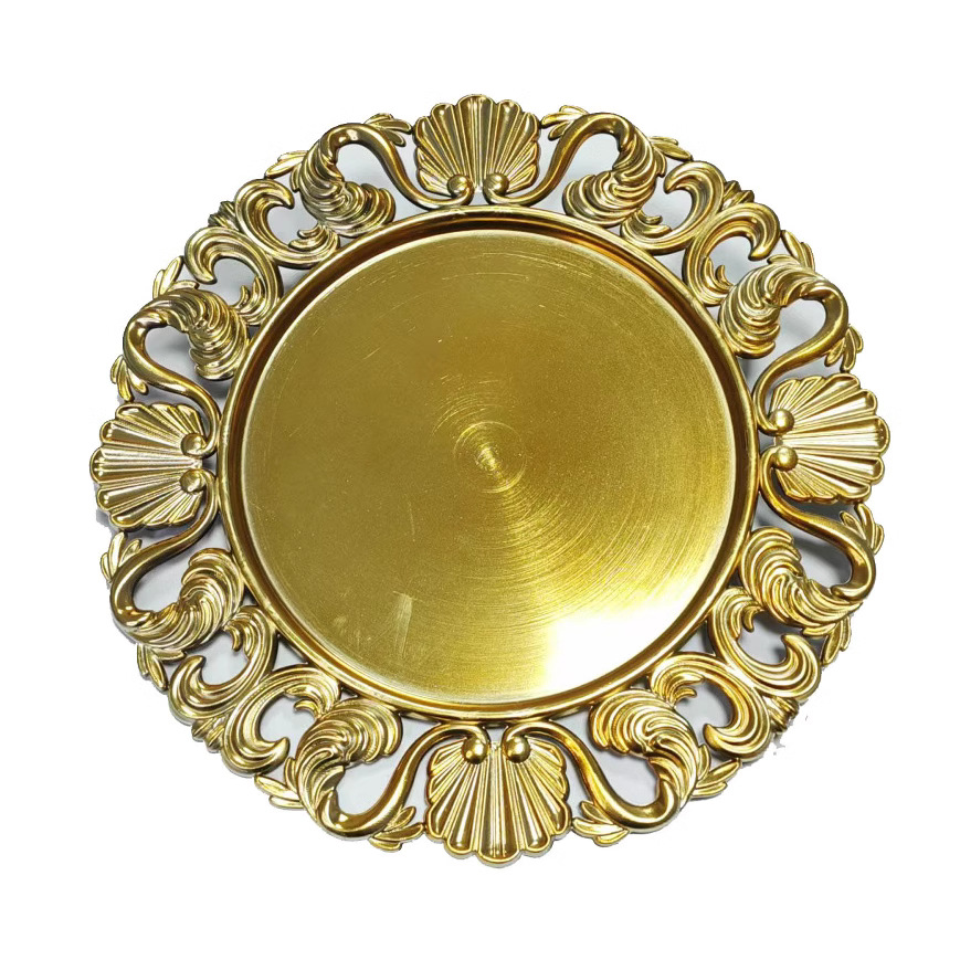 Foreign Trade European Retro Cut Out Fruit Plate Wedding Hotel Craft Plate Decorative Plastic Plate Charger Fruit