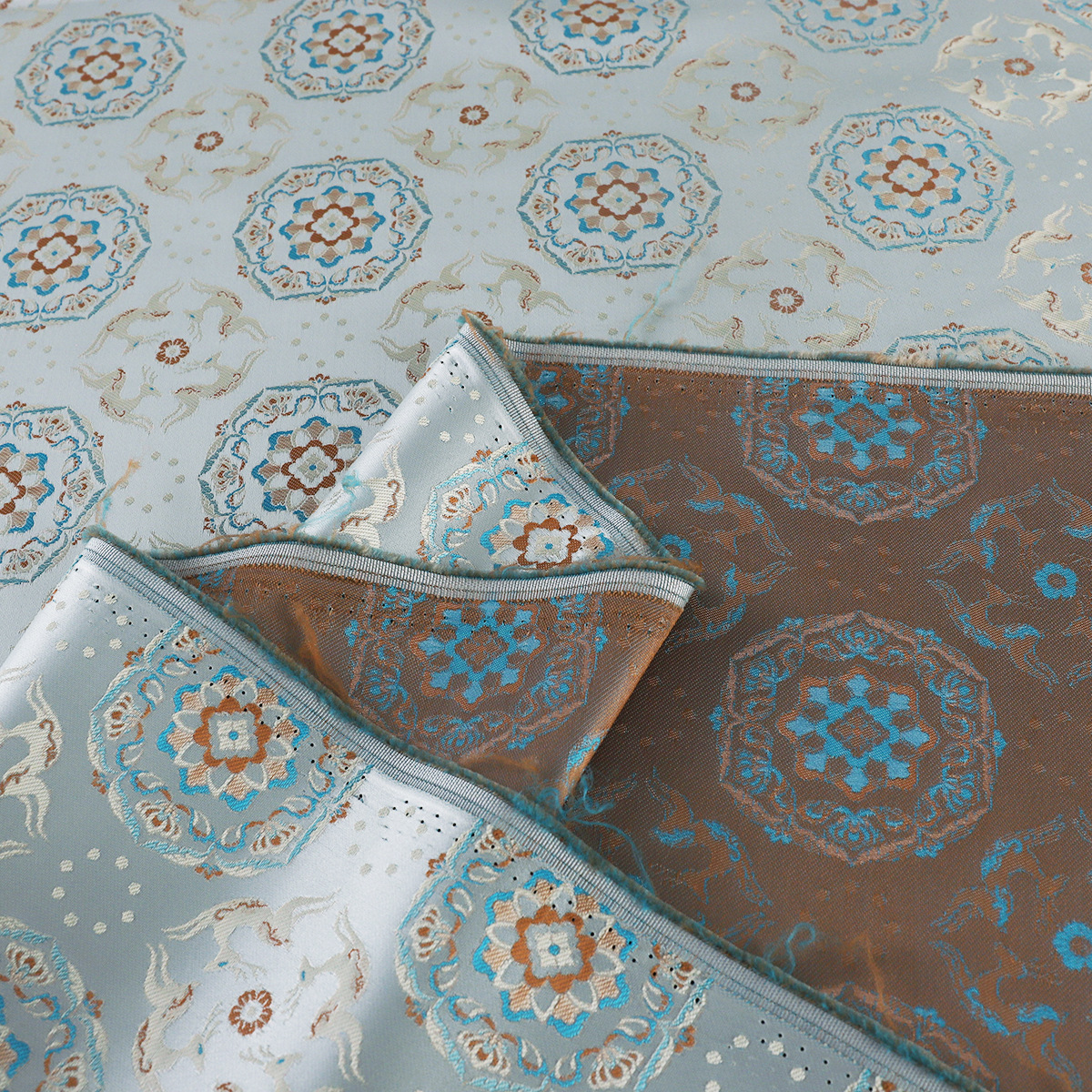 "FS037 Treasure Flower Running Deer Pattern" National Style Imitation Song Jin Han Clothing Fabric Vest Jacket Brocade Clothing Fabric