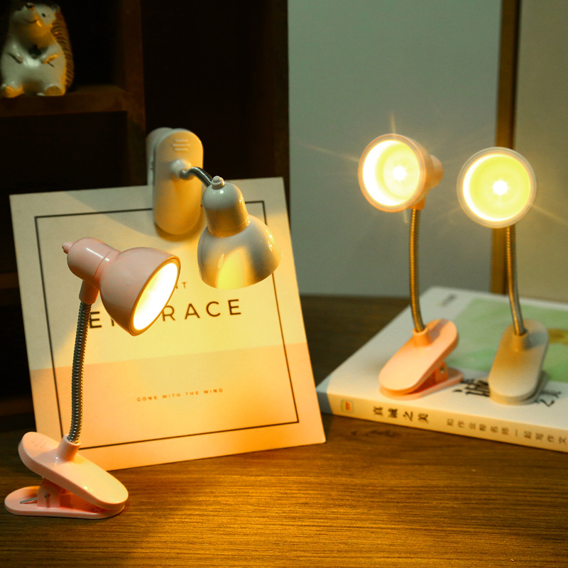 Creative night light led mini small table lamp warm light with clip student dormitory eye protection study reading lamp bedside